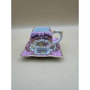 Victoria's Garden Square Shape Small Teacup & Saucer